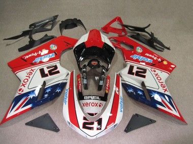 Carénage Moto Ducati 1098 2007-2014 - Rouge Blanc Breil Xerox 21