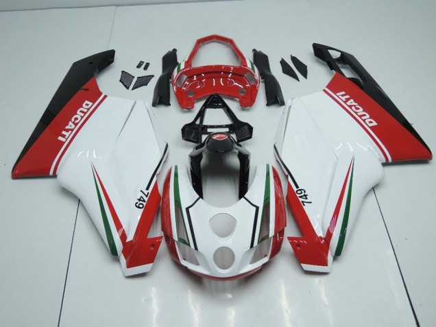 Carénage Moto Ducati 749 999 2003-2004 - Blanc Rouge avec Queue Ouverte Carénage Moto Ducati 749 999 2003-2004 - Blanc Rouge avec Queue Ouverte
