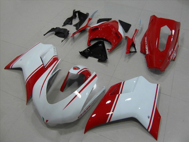 Carénage Moto Ducati 848 1098 1198 2007-2014 - Blanc et Rouge Courses Version Carénage Moto Ducati 848 1098 1198 2007-2014 - Blanc et Rouge Courses Version