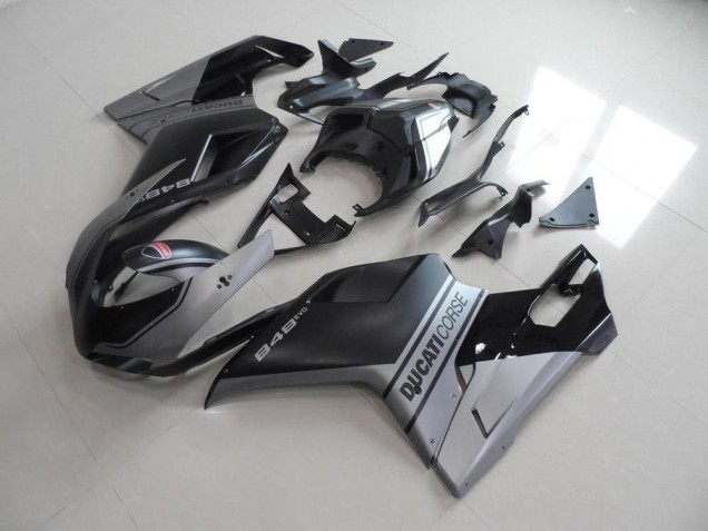 Carénage Moto Ducati 848 1098 1198 2007-2014 - Noir Mat Argent Style OEM Carénage Moto Ducati 848 1098 1198 2007-2014 - Noir Mat Argent Style OEM