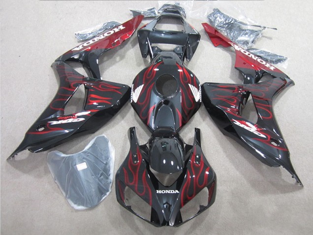 Carénage Moto Honda CBR 1000 RR 2006-2007 - Noir Rouge Flamme Carénage Moto Honda CBR 1000 RR 2006-2007 - Noir Rouge Flamme