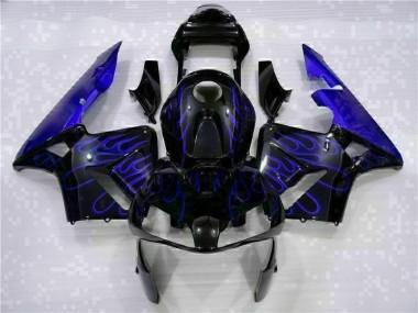 Carénage Moto Honda CBR 600 RR 2003-2004 - Noir avec Bleu Flamme