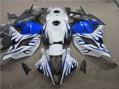 Carénage Moto Honda CBR 600 RR 2009-2012 - Blanc Bleu Flamme