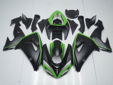 Carénage Moto Kawasaki ZX10R 2006-2007 - Noir Mat avec Ligne Verte