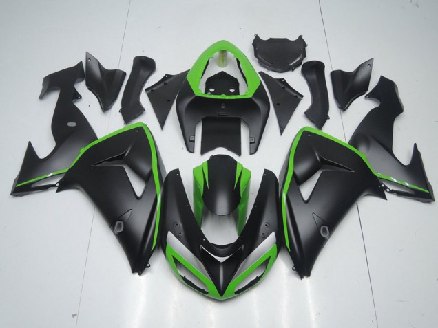Carénage Moto Kawasaki ZX10R 2006-2007 - Noir Mat avec Ligne Verte Carénage Moto Kawasaki ZX10R 2006-2007 - Noir Mat avec Ligne Verte