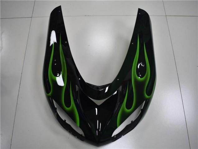 Carénage Moto Kawasaki ZX10R 2006-2007 - Noir Vert Flamme