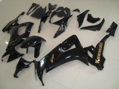 Carénage Moto Kawasaki ZX10R 2008-2010 - Noir Brillant avec Or Décalque