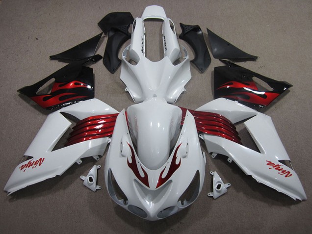 Carénage Moto Kawasaki ZX14R ZZR 1400 2006-2011 - Blanc Rouge Ninja Carénage Moto Kawasaki ZX14R ZZR 1400 2006-2011 - Blanc Rouge Ninja