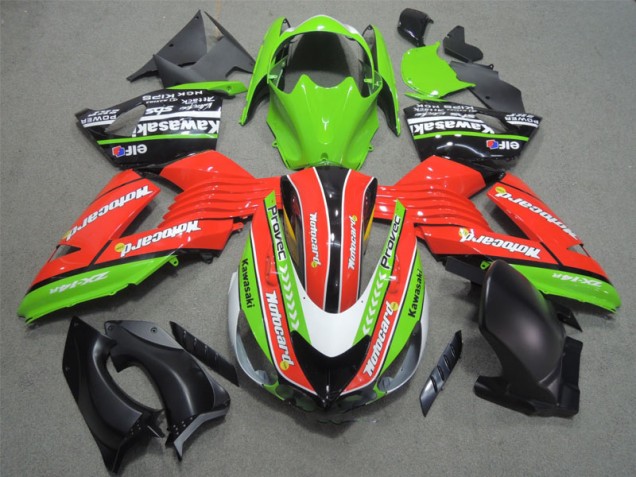 Carénage Moto Kawasaki ZX14R ZZR 1400 2006-2011 - Rouge Vert Motocard Carénage Moto Kawasaki ZX14R ZZR 1400 2006-2011 - Rouge Vert Motocard