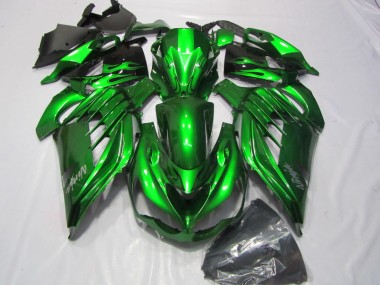 Carénage Moto Kawasaki ZX14R ZZR 1400 2012-2021 - Vert Blanc Ninja Décalque