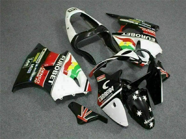 Carénage Moto Kawasaki ZX6R 2000-2002 - Noir Blanc Eurobet Carénage Moto Kawasaki ZX6R 2000-2002 - Noir Blanc Eurobet
