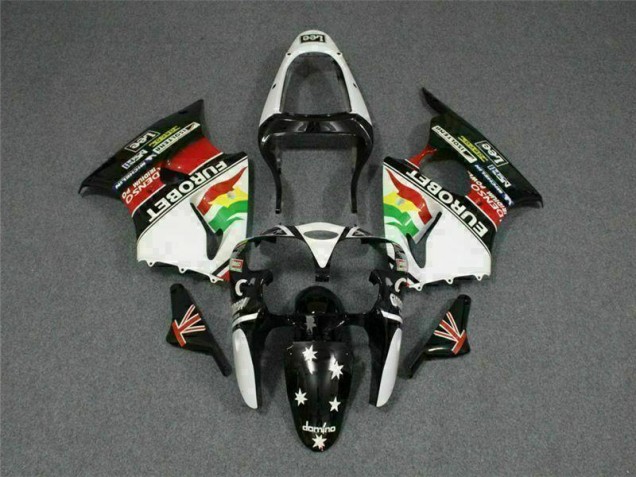 Carénage Moto Kawasaki ZX6R 2000-2002 - Noir Blanc Eurobet Carénage Moto Kawasaki ZX6R 2000-2002 - Noir Blanc Eurobet