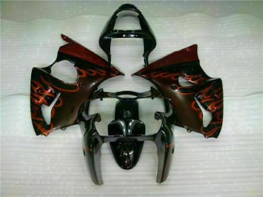 Carénage Moto Kawasaki ZX6R 2000-2002 - Noir Rouge Flamme