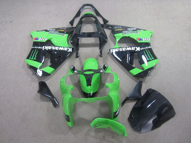 Carénage Moto Kawasaki ZX6R 2000-2002 - Noir Vert Monster Carénage Moto Kawasaki ZX6R 2000-2002 - Noir Vert Monster