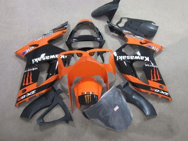 Carénage Moto Kawasaki ZX6R 2003-2004 - Noir Orange Monster