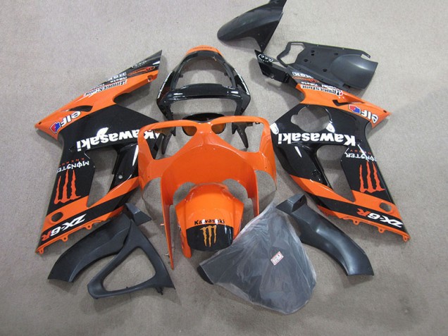 Carénage Moto Kawasaki ZX6R 2003-2004 - Noir Orange Monster Carénage Moto Kawasaki ZX6R 2003-2004 - Noir Orange Monster