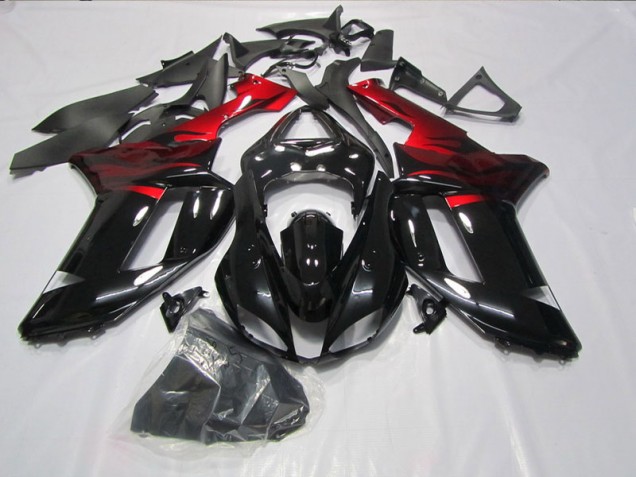 Carénage Moto Kawasaki ZX6R 2007-2008 - Noir Rouge Carénage Moto Kawasaki ZX6R 2007-2008 - Noir Rouge