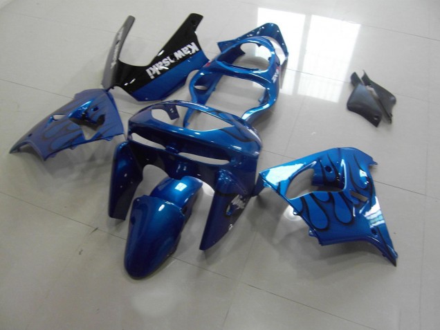 Carénage Moto Kawasaki ZX9R 1998-1999 - Bleu Noir Flamme Carénage Moto Kawasaki ZX9R 1998-1999 - Bleu Noir Flamme