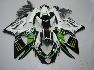 Carénage Moto Suzuki GSXR 1000 K9 2009-2016 - Noir Blanc Vert Monster Pizzoli