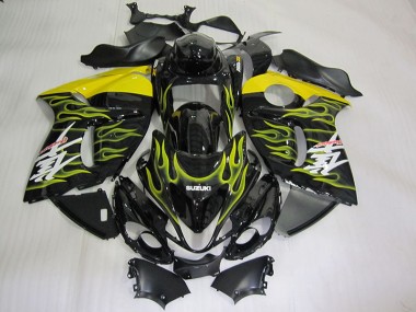 Carénage Moto Suzuki GSXR 1300 Hayabusa 2008-2019 - Noir Jaune Flamme