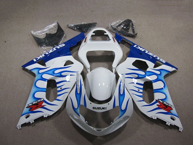 Carénage Moto Suzuki GSXR 750 K1 K2 K3 2001-2003 - Blanc Bleu Flamme