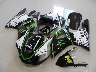 Carénage Moto Yamaha R1 2000-2001 - Noir Blanc Vert Monster