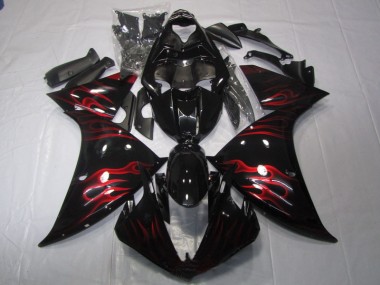 Carénage Moto Yamaha R1 2009-2011 - Noir Rouge Flamme