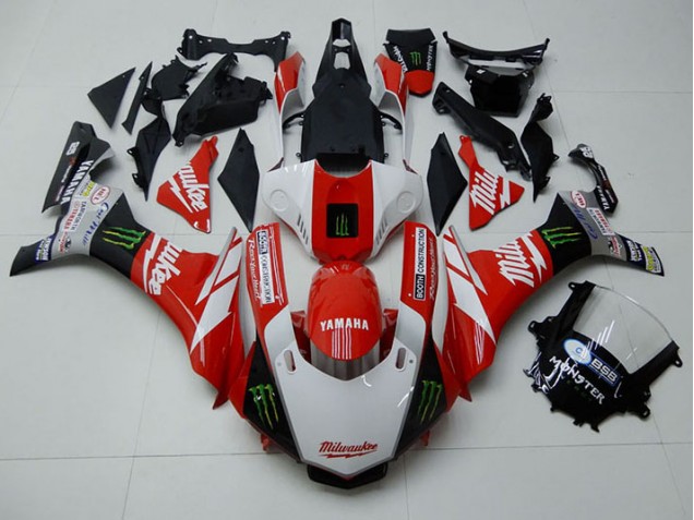 Carénage Moto Yamaha R1 2015-2019 - Rouge Blanc Monster