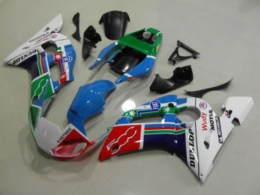 Carénage Moto Yamaha R6 1998-2002 - Bleu Blanc Vert Rouge Wudy Motul Dunlop
