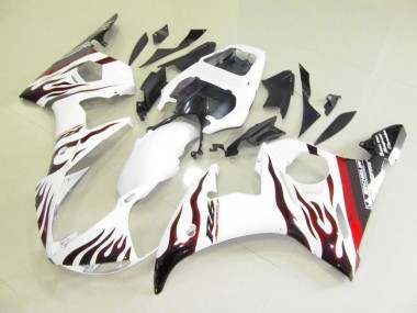Carénage Moto Yamaha R6 2003-2005 - Blanc et Flamme