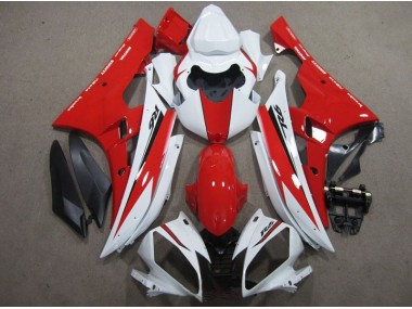 Carénage Moto Yamaha R6 2006-2007 - Blanc Rouge Noir Décalque