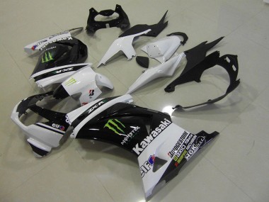 Carénages Moto Kawasaki ZX 250R 2008-2012 - Noir Blanc Monster