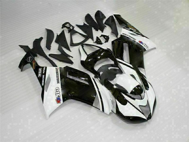 Carénages Moto Kawasaki ZX6R 2007-2008 - Noir Blanc Carénages Moto Kawasaki ZX6R 2007-2008 - Noir Blanc