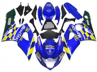 Acheter Carénages Moto Suzuki GSXR 1000 2005-2006 - Bleu Jaune Vert MoviStar Castrol