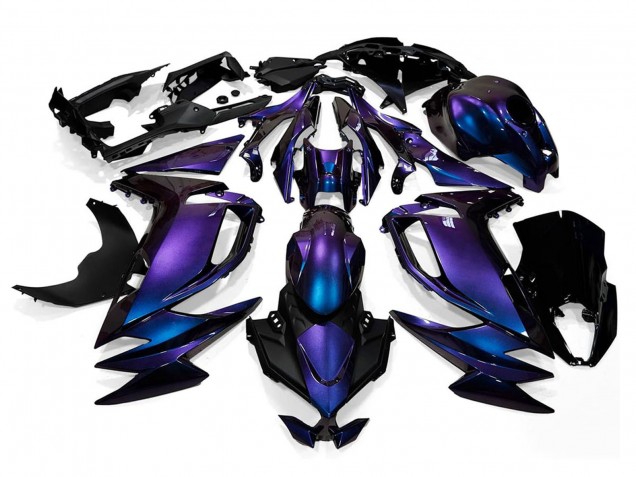 Carénages Moto Kawasaki Ninja 650 EX650 2020-2025 - Caméléon Bleu Violet