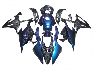 Acheter Carénages Moto BMW S1000RR 2019-2022 - Pente Bleu Violet Fibre de Carbone Forgée