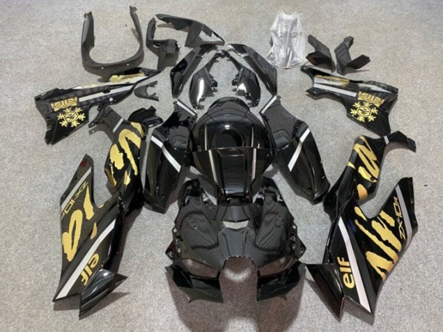 Carénages Moto Kawasaki ZX10R 2021-2025 - Noir Brillant Or Elf Neige