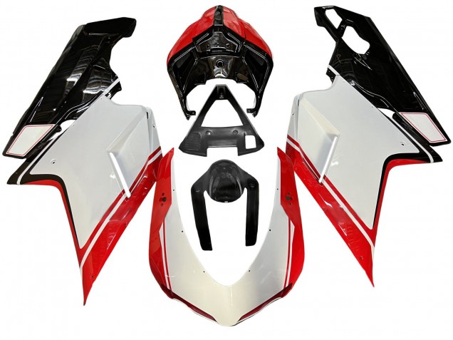 Carénage Moto Ducati 848/1098/1198 2007-2014 - Blanc Rouge Noir Brillant