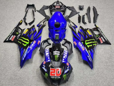 Acheter Carénages Moto Yamaha YZF R3/R25 2019-2021 - Bleu Noir Brillant Vert ENEOS Monstre 20