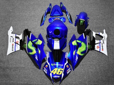Acheter Carénages Moto Yamaha YZF R3/R25 2019-2021 - Bleu Blanc Vert Noir Monstre MoviStar ENEOS 46