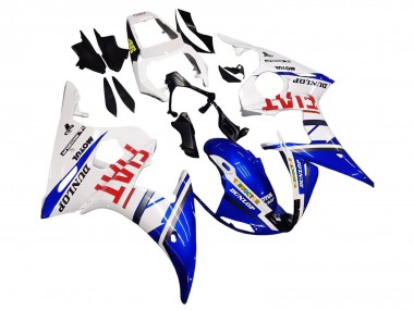 Acheter Carénages Moto Yamaha YZF 600 R6 2005 - Blanc Bleu Dunlop Fiat Motul