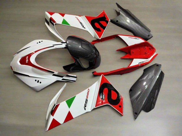 Carénages Moto Aprilia RS660 2020-2024 - Blanc Rouge Noir Fibre de Carbone Vert