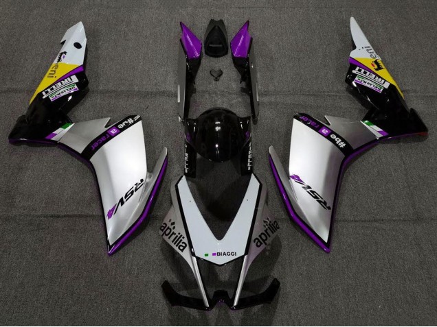 Carénages Moto Aprilia RSV4 1000 2009-2015 - Argent Noir Violet Jaune