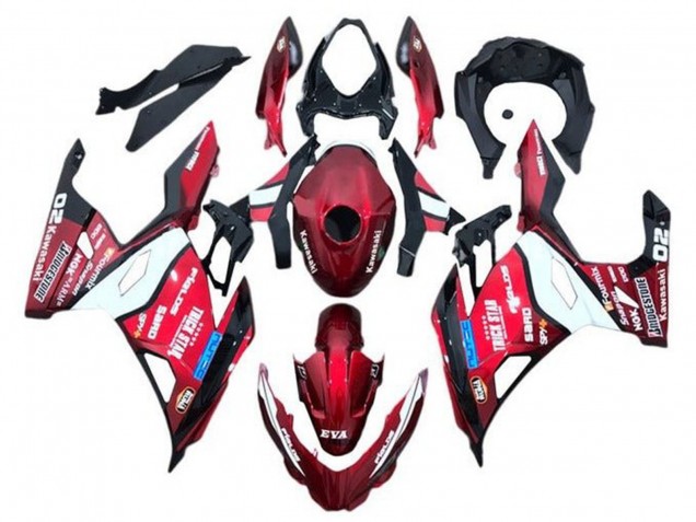 Carénages Moto Kawasaki Ninja 400 2018-2024 - Rouge Bleu Blanc Trick Star Bridgestone