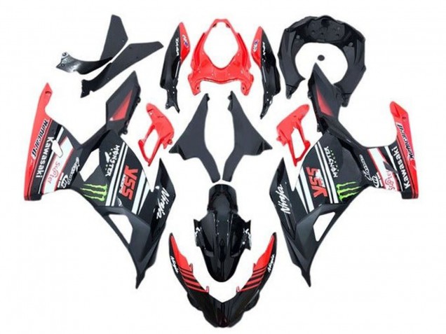 Carénages Moto Kawasaki Ninja 400 2018-2024 - Rouge Noir Vert Monstre
