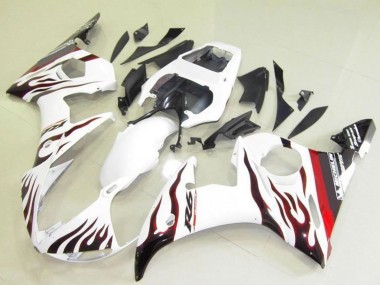 Acheter Carénages Moto Yamaha YZF R6 2003-2004 - Blanc Rouge Noir Flamme Michelin