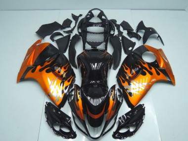 Acheter Carénages Moto Suzuki GSXR 1300 Hayabusa 2008-2020 - Noir Brillant Orange Flamme