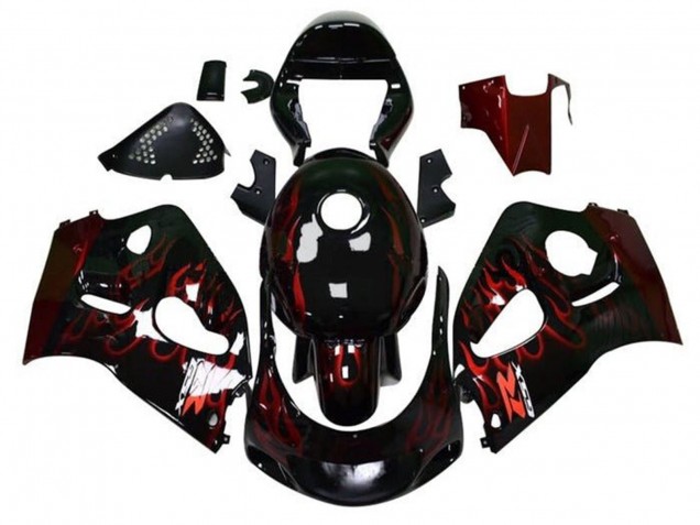 Carénages Moto Suzuki GSXR 600 / GSXR 750 1996-2000 - Noir Rouge Flamme