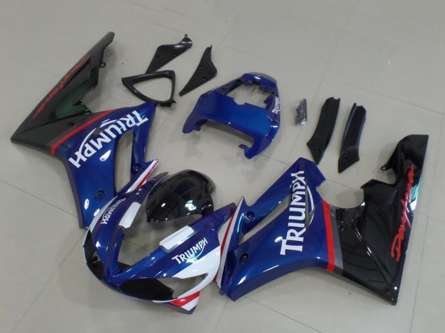 Carénages Moto Triumph Daytona 675 Triple 2009-2012 - Bleu Rouge Blanc Noir Brillant