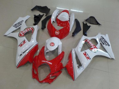 Acheter Carénage Moto Suzuki GSXR 1000 2007-2008 - Blanc Rouge Lucky Strike